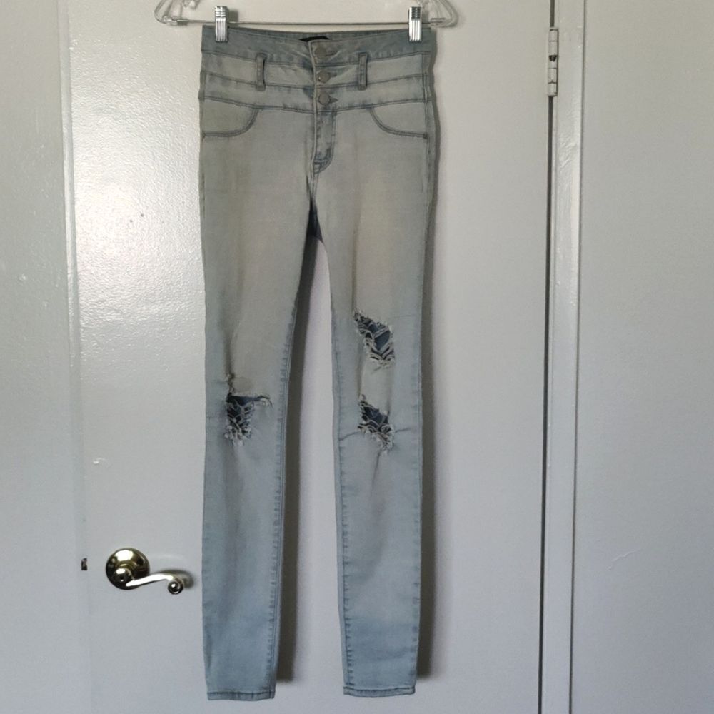 Refuge high waisted light-wash denim jeans